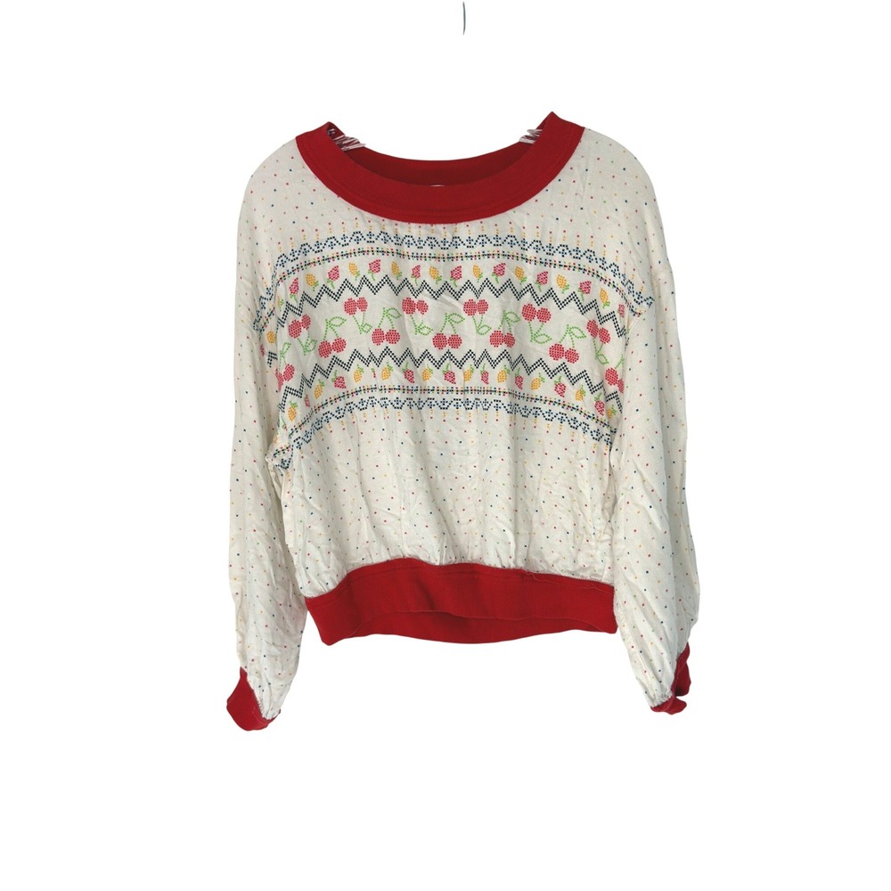 Intimately Free People Top Long Sleeve White Cherry Lounge Loungewear‎ Cozy XS
